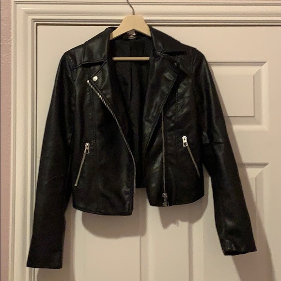 H&M Jackets & Blazers - H&M Black Faux-leather Jacket